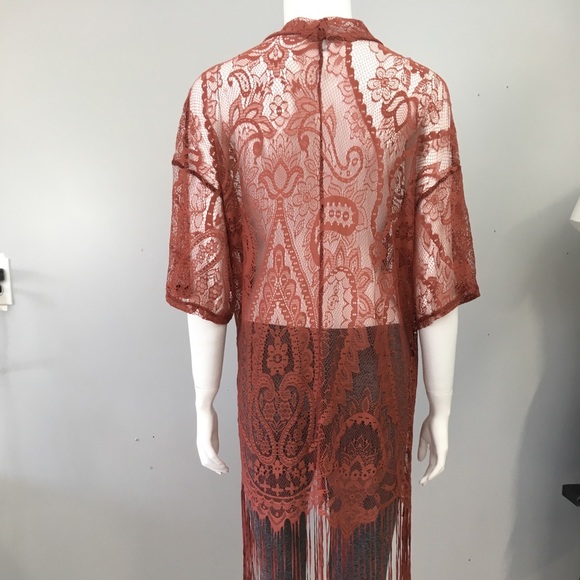 Charlotte Russe Lace Fringe Kimono Duster Cardigan - Picture 5 of 8